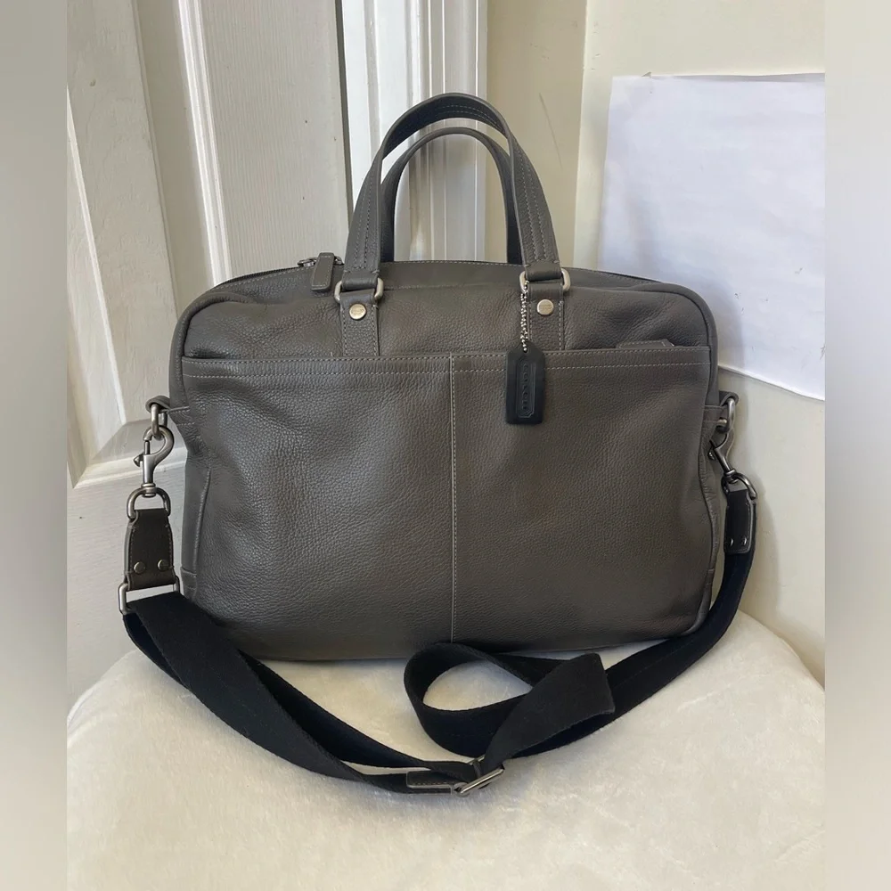 Coach Gray Leather Briefcase Bag